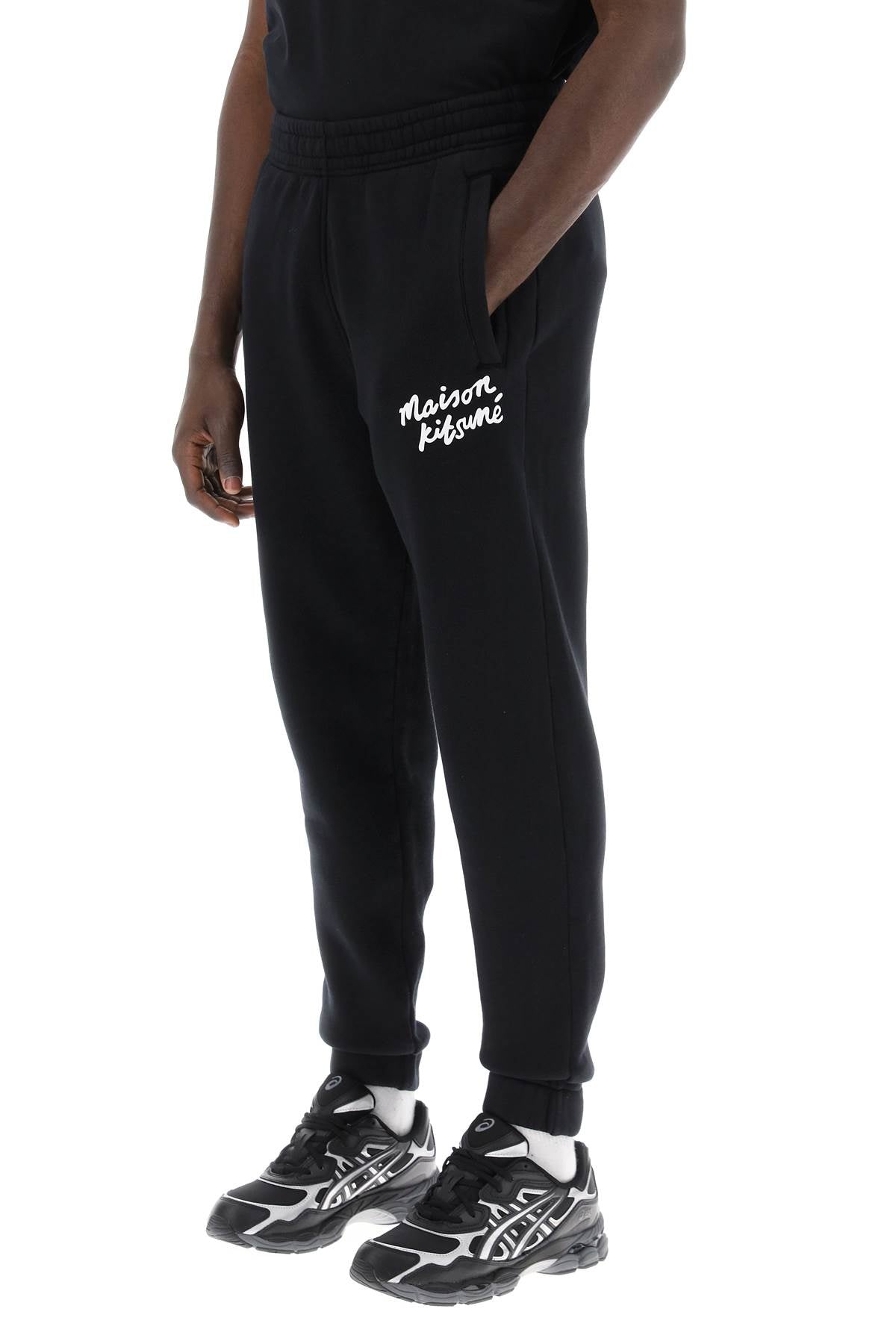 Maison Kitsune Replace With Double Quotesporty Pants With Handwriting   Black