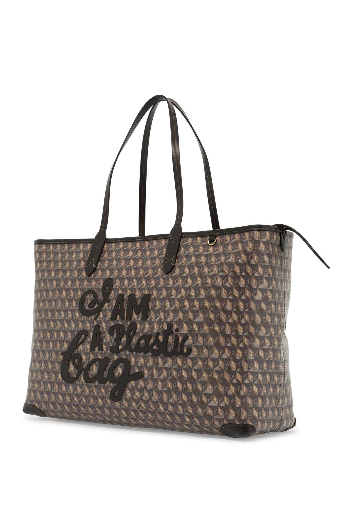 Anya Hindmarch I Am A Plastic Bag Zipped Motif Tote Bag   Brown