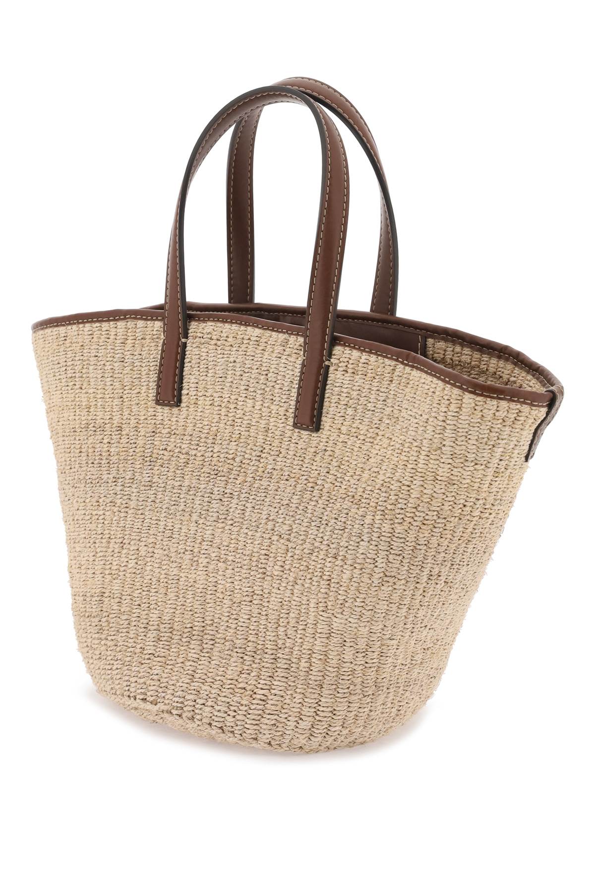 Stella Mc Cartney Raffia Shoulder Bag With Logo.   Beige