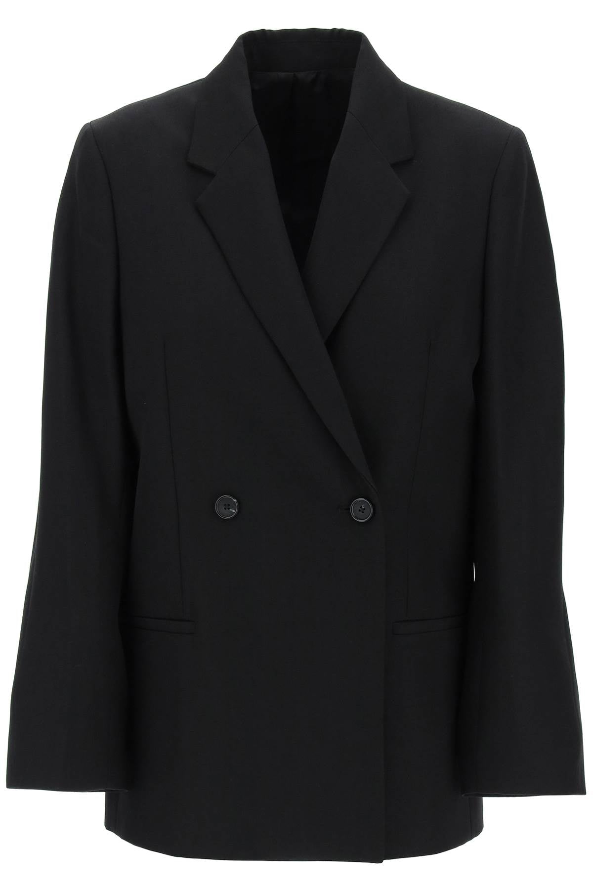 Toteme Double Breasted Recycled Wool Blazer   Black