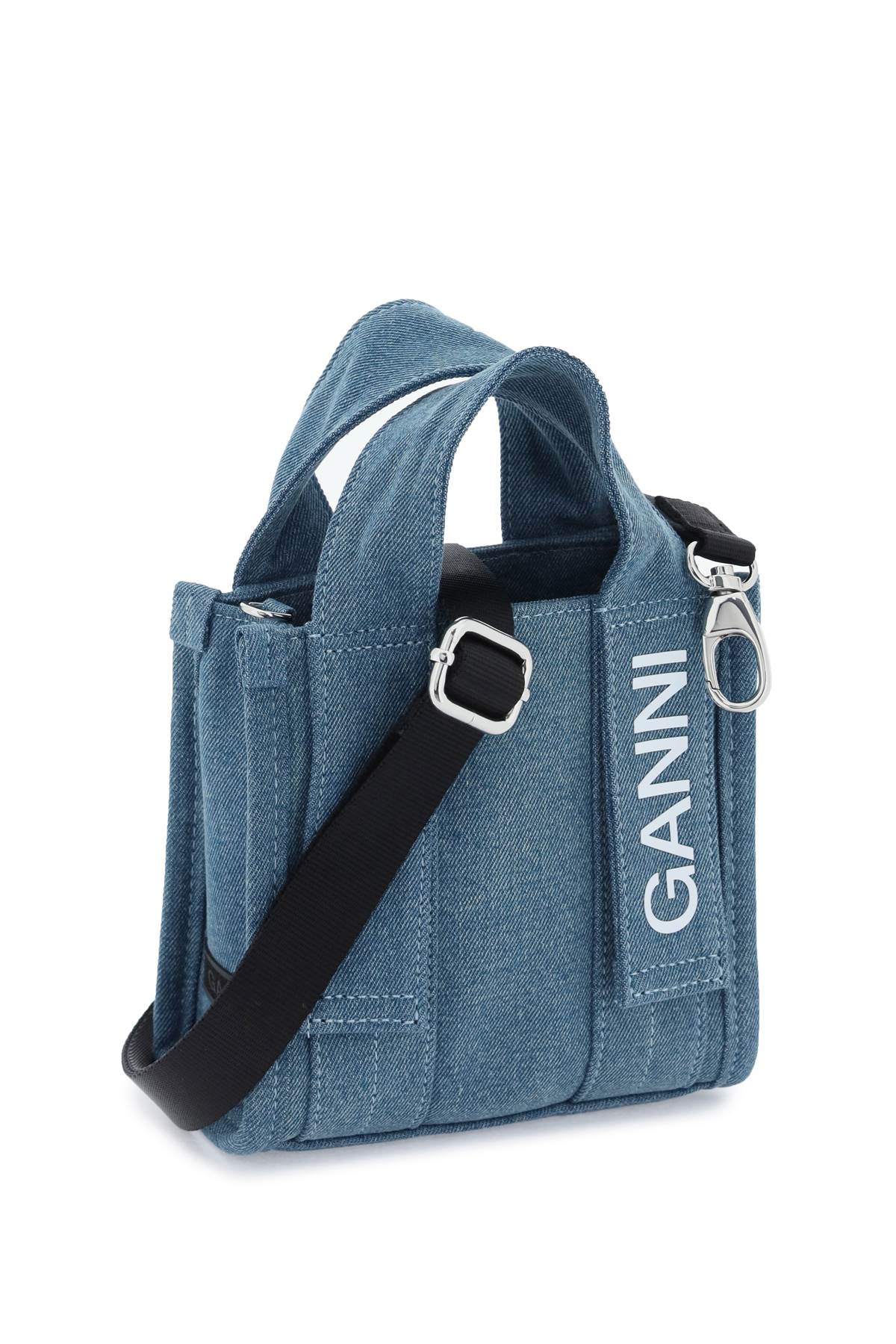 Ganni Denim Tech Mini Tote Bag   Blue