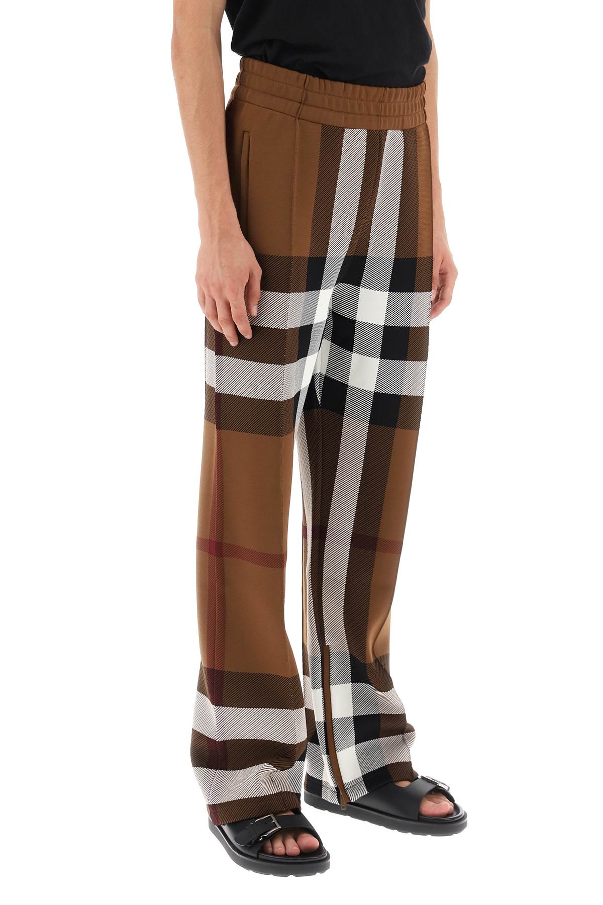 Burberry Check Track Pants   Brown