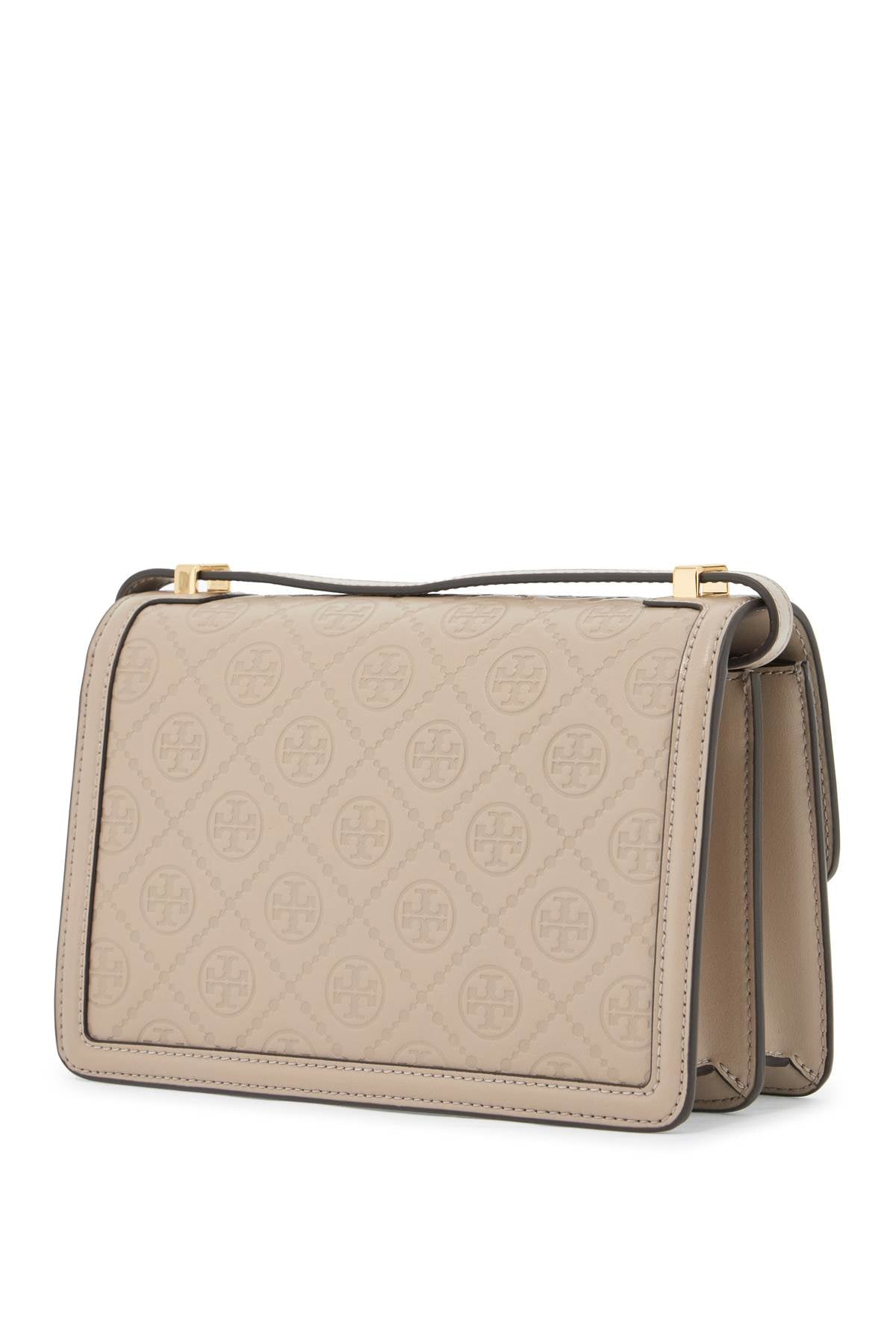 Tory Burch Leather T Monogram Shoulder Bag   Neutral