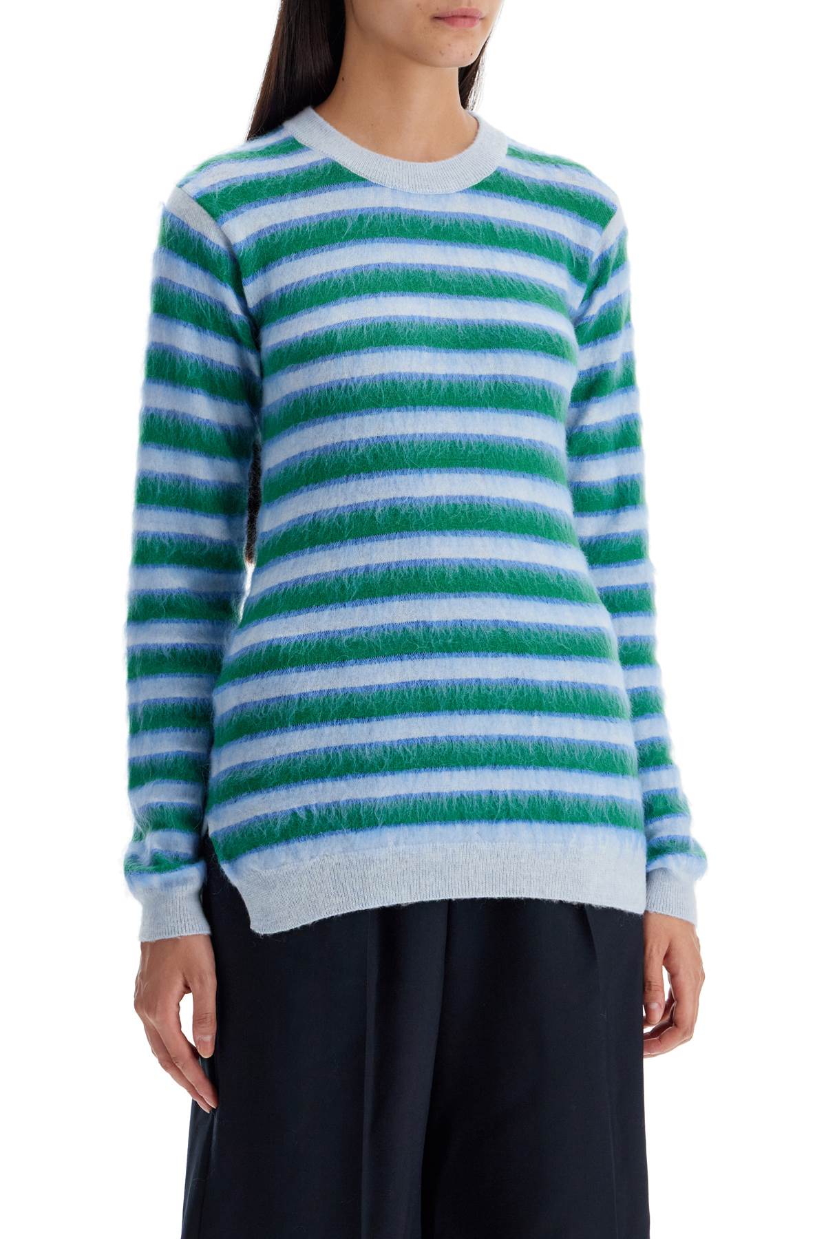 Marni Striped Crewneck Pullover   Light Blue