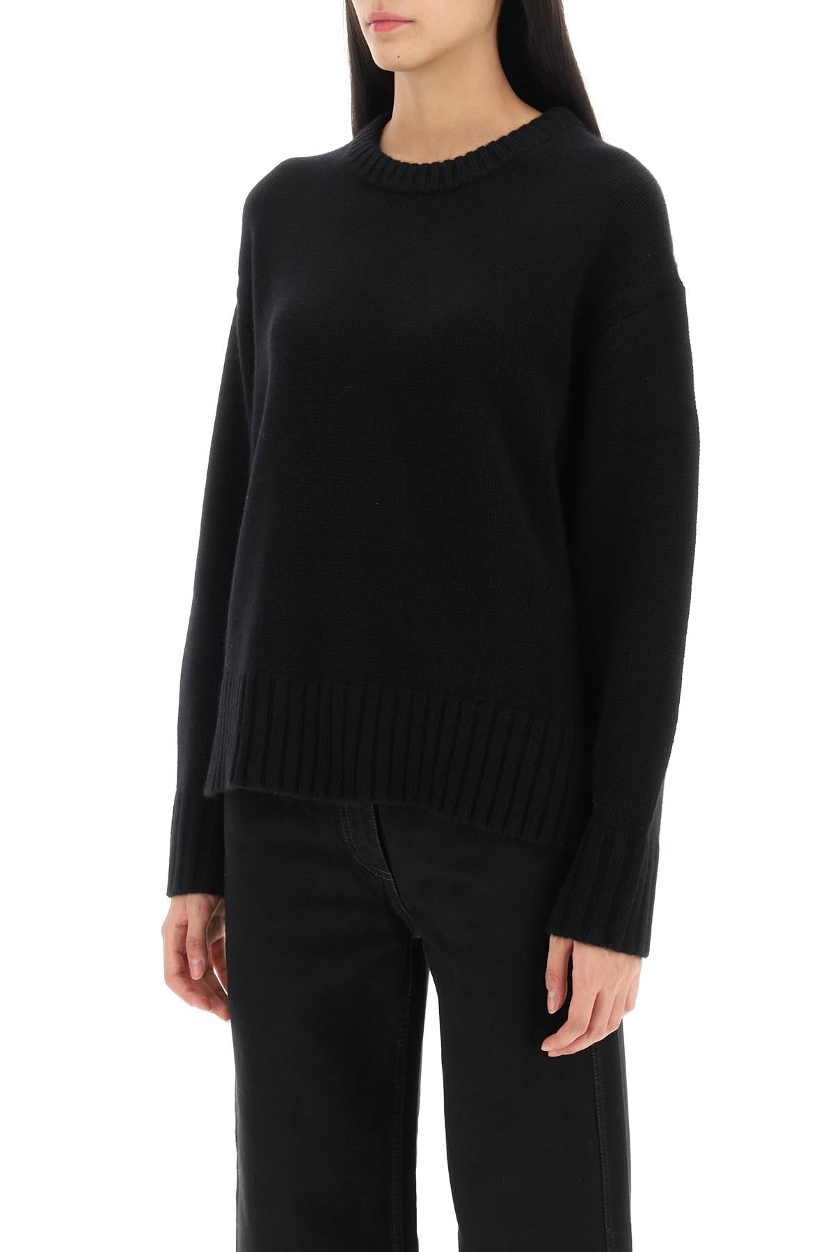 Guest In Residence Crew Neck Sweater In Cashmere   Black