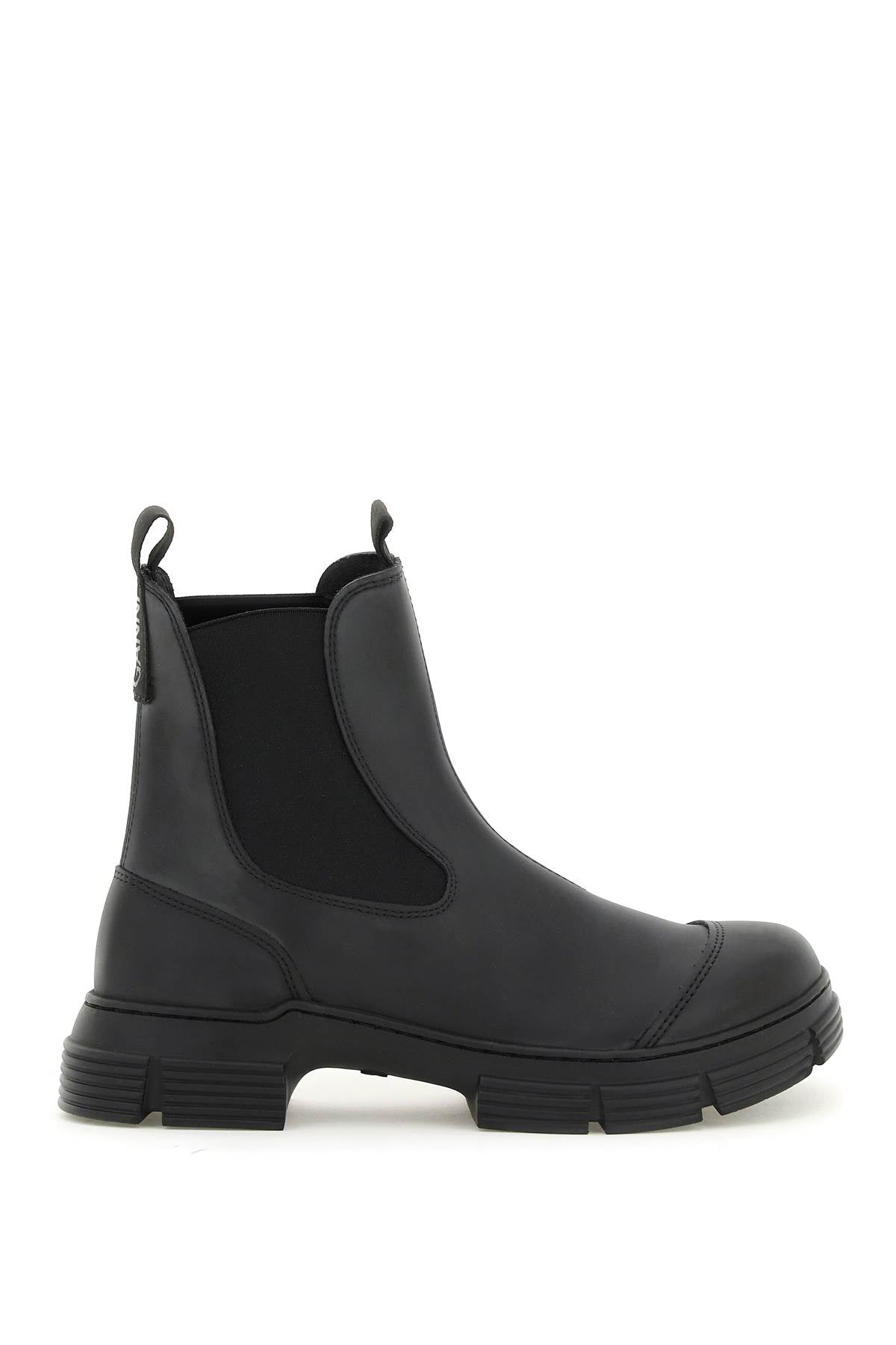 Ganni Recycled Rubber Chelsea Ankle Boots   Black