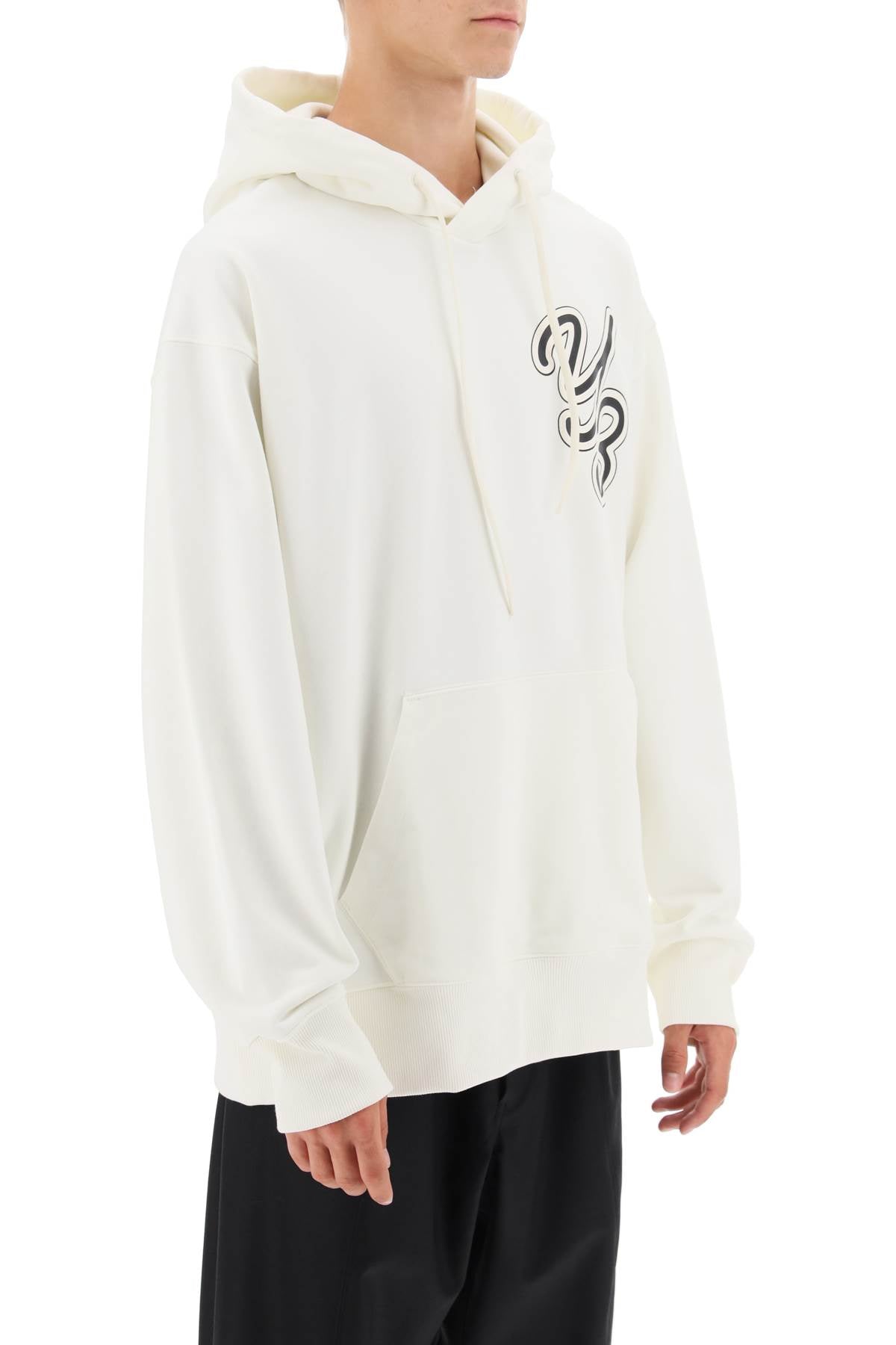 Y 3 Hoodie With Logo Print   White