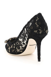 Dolce & Gabbana Lace Bellucci Pumps With Broche   Black