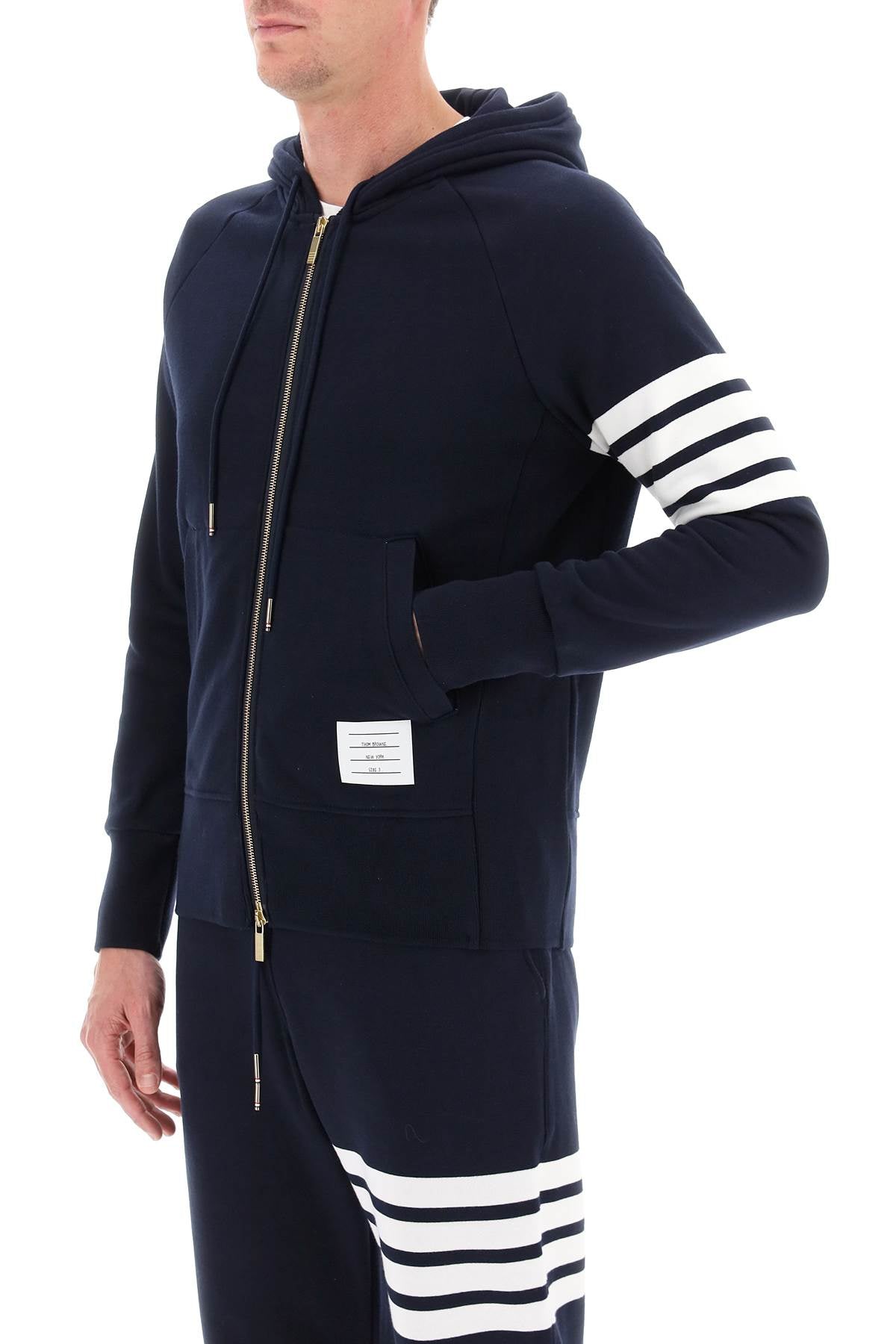 Thom Browne 4 Bar Zip Up Hoodie   Blue