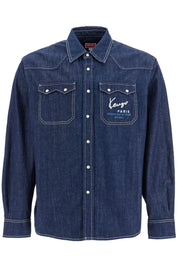 Kenzo Denim Western Shirt For Men   Blue