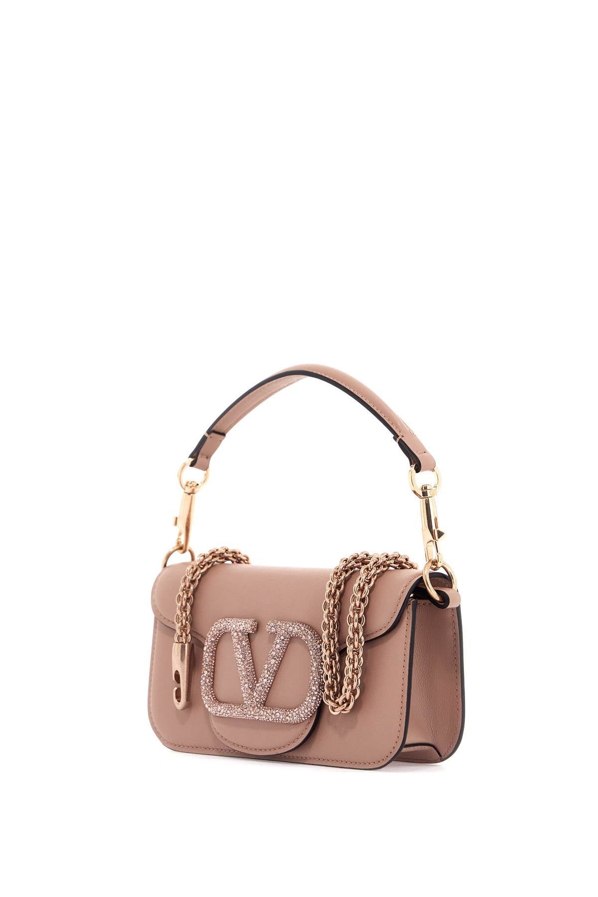 Valentino Garavani Small Locò Bag With Swarovski   Neutral