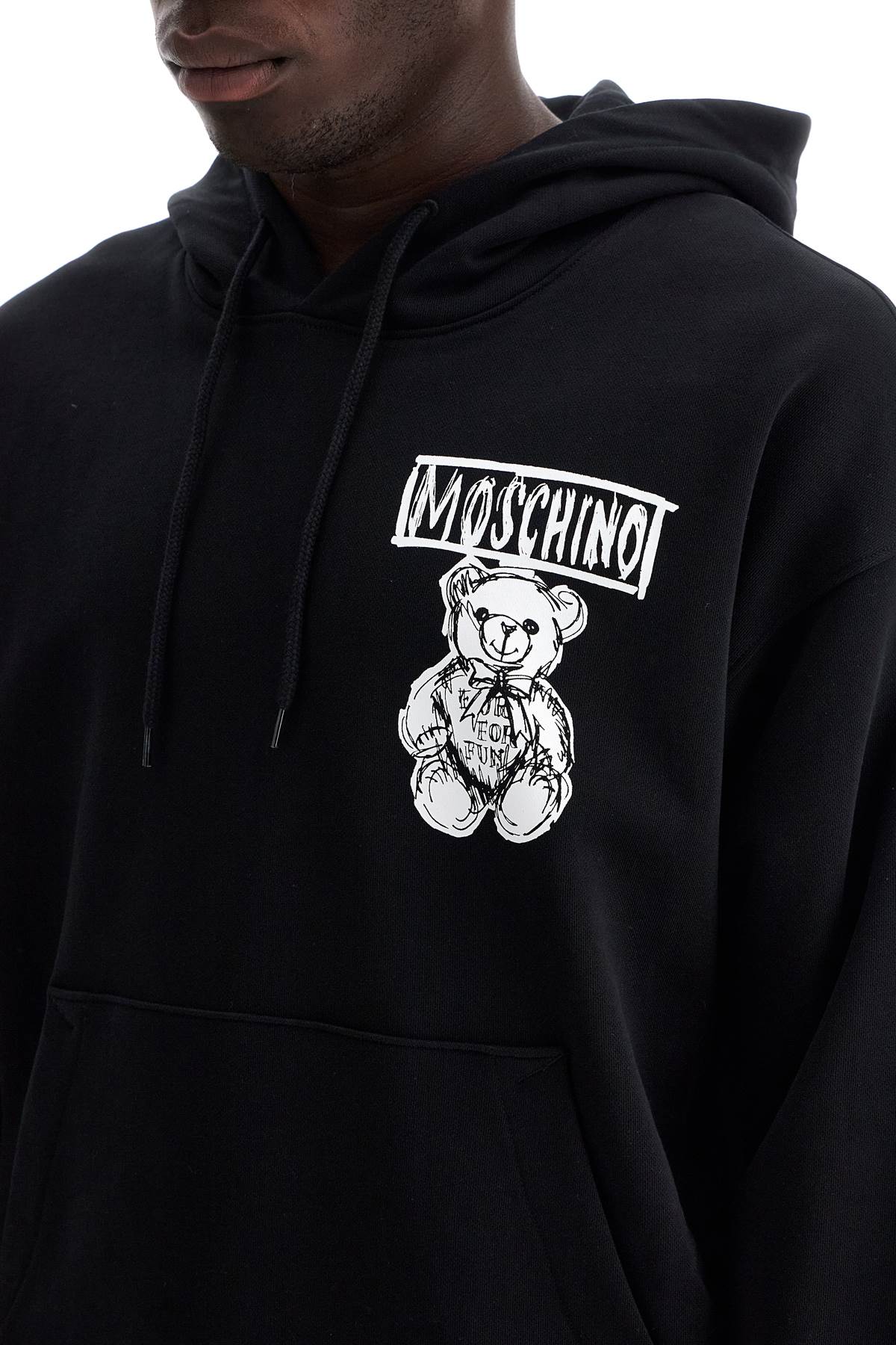 Moschino Hooded Sweatshirt With Drawn   Black