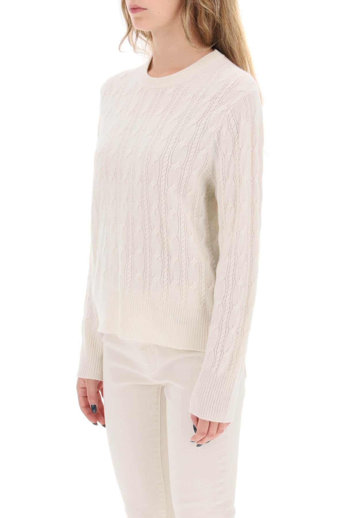 Guest In Residence Twin Cable Cashmere Sweater   White