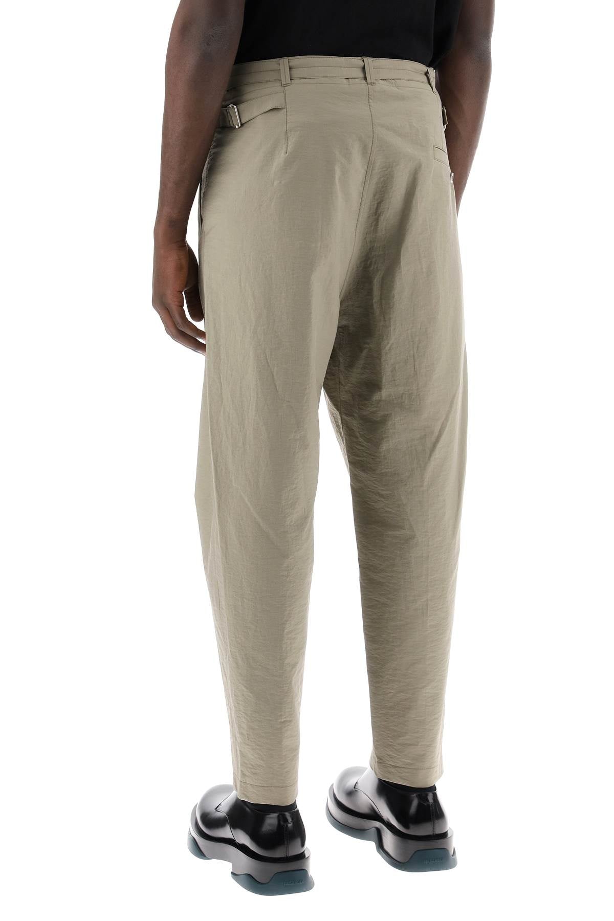 Lemaire Carrot Fluid Crepe Cotton Trousers In   Khaki