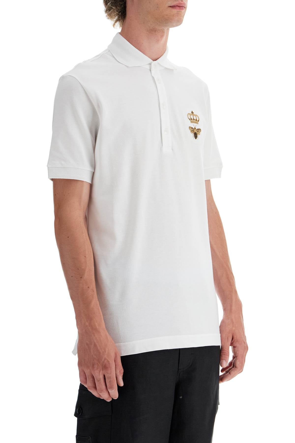 Dolce & Gabbana Slim Fit Polo Shirt With Embroidery   White