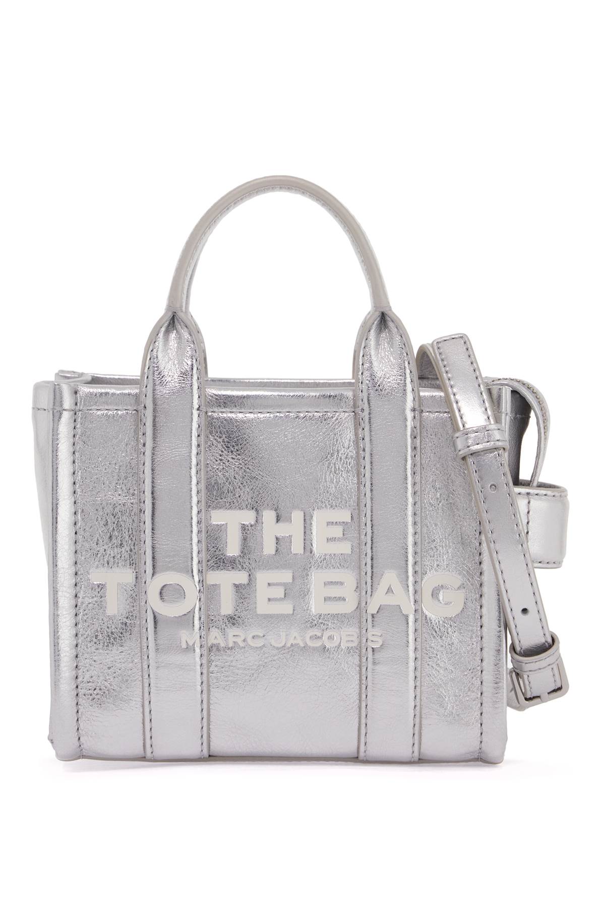 Marc Jacobs The Metallic Leather Crossbody Tote Bag     Silver