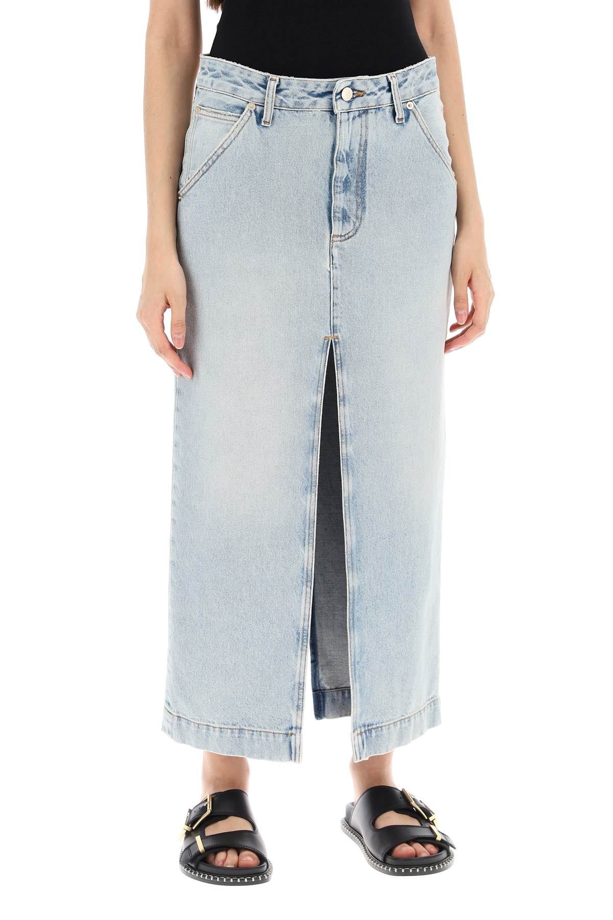 Darkpark Erika's Denim Midi Skirt In   Light Blue