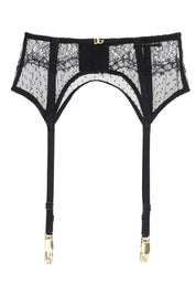 Dolce & Gabbana Lace Garter Belt With Logo   Black