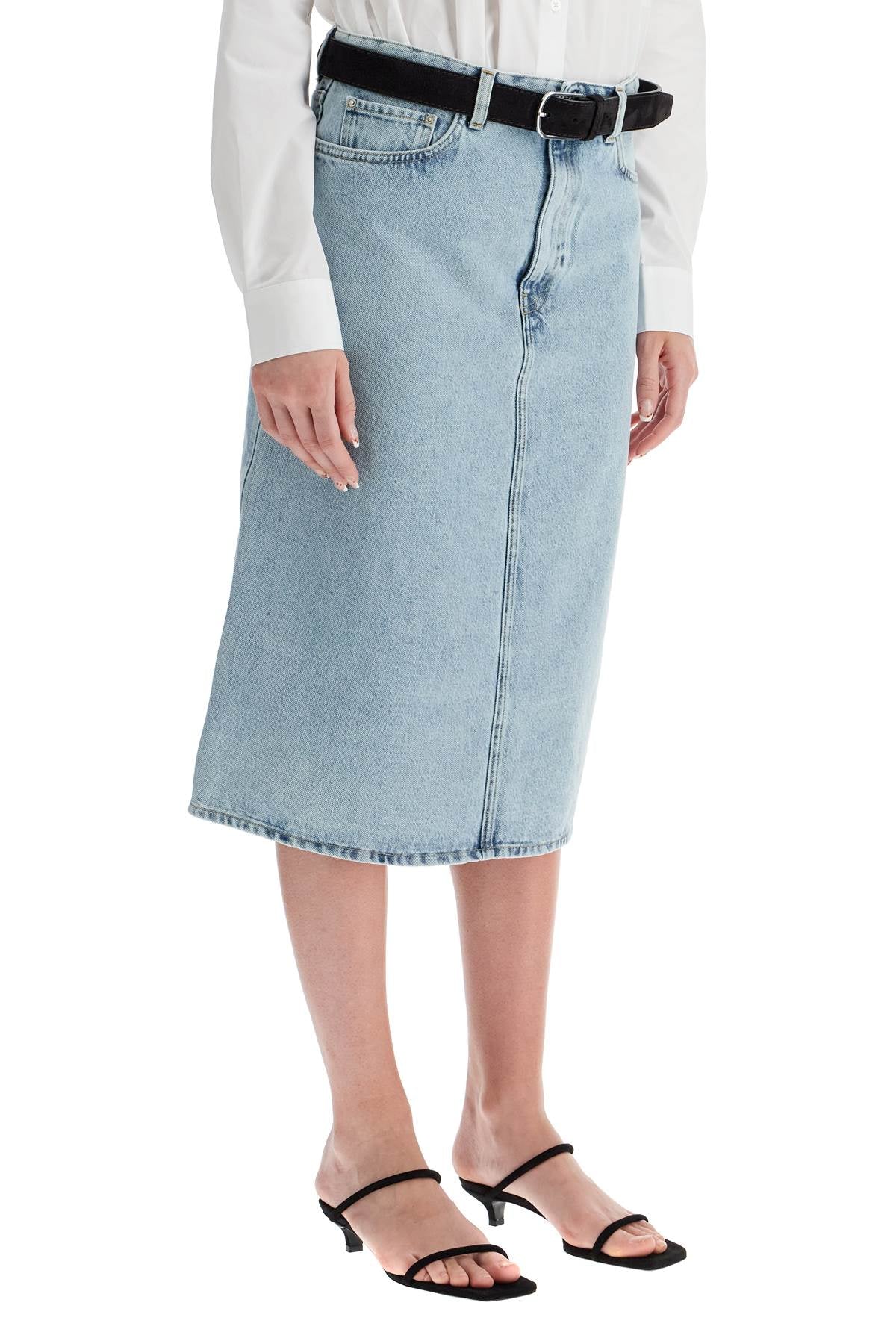 Toteme Denim Midi Skirt In Seven   Blue