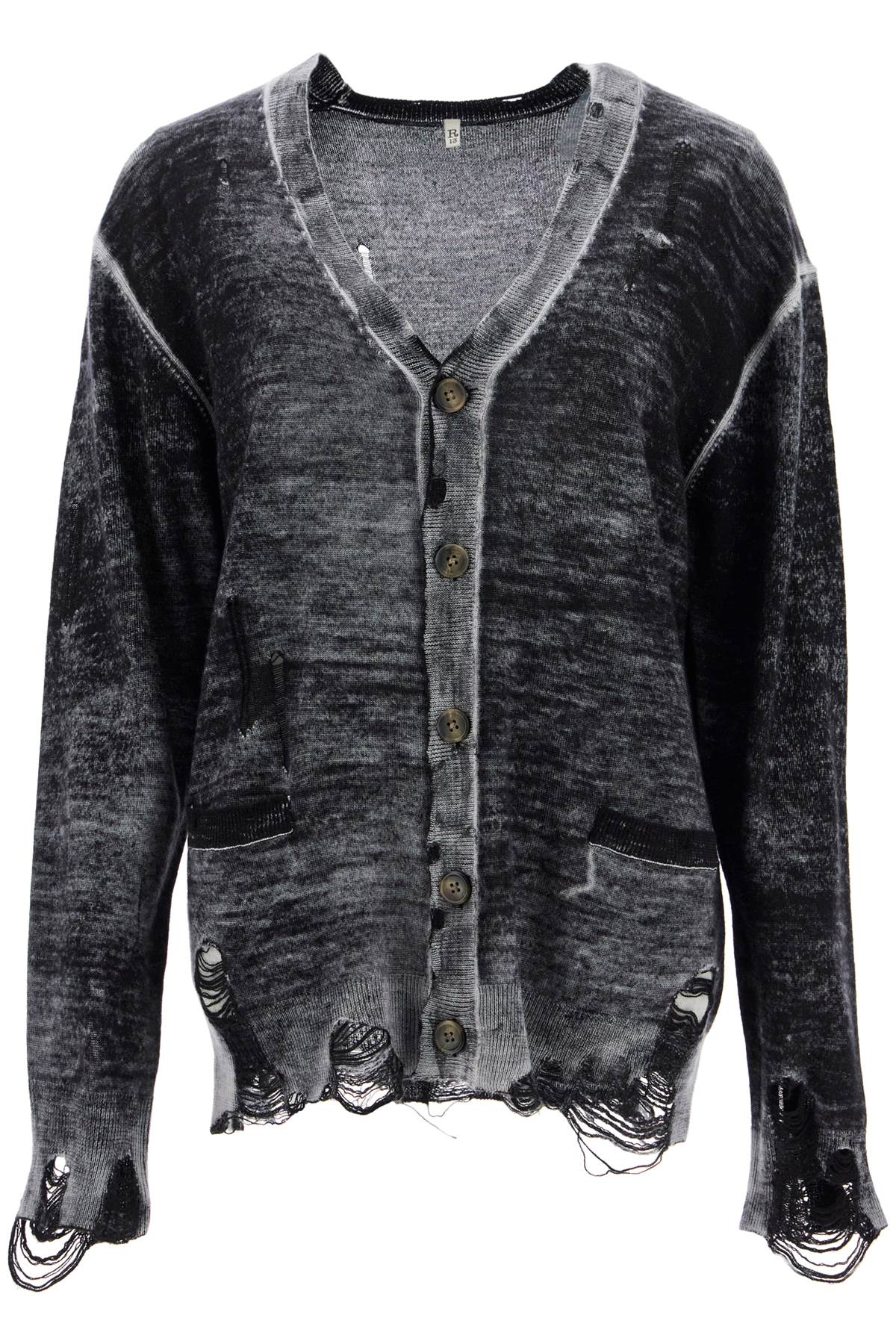 R13 Distressed Detail Cardigan With   Black