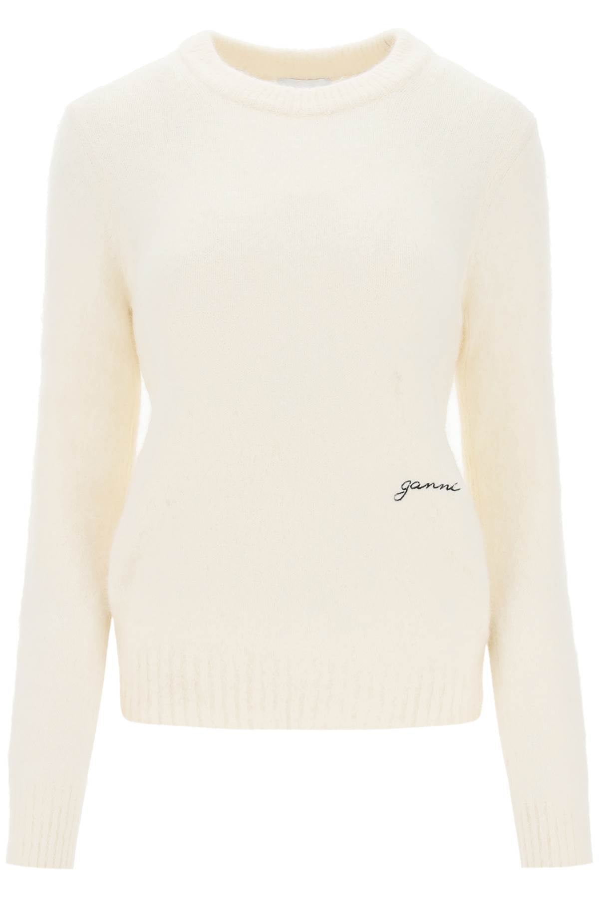 Ganni Brushed Alpaca And Wool Sweater   White