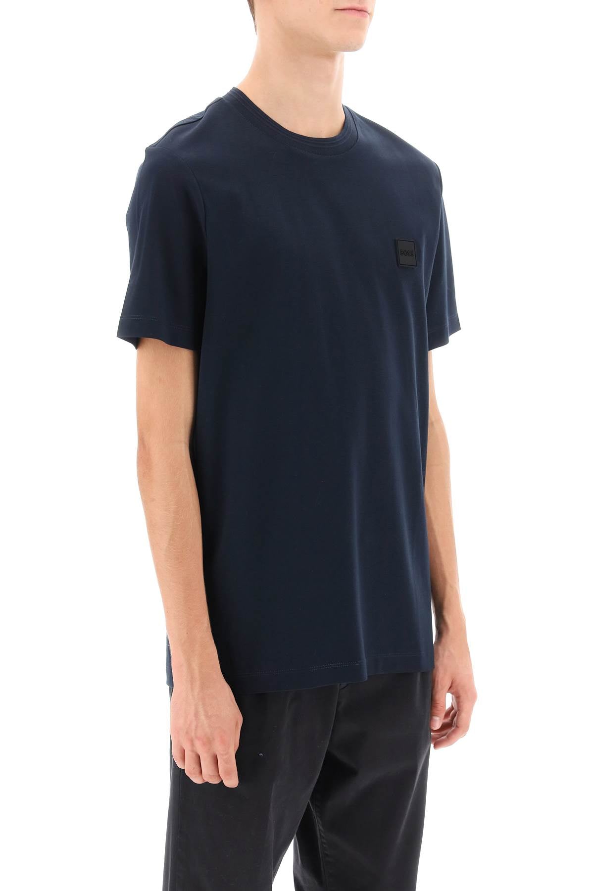 Boss Tiburt T Shirt With Logo Patch   Blue