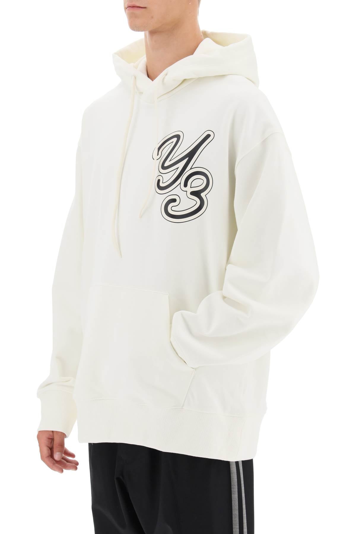 Y 3 Hoodie With Logo Print   White