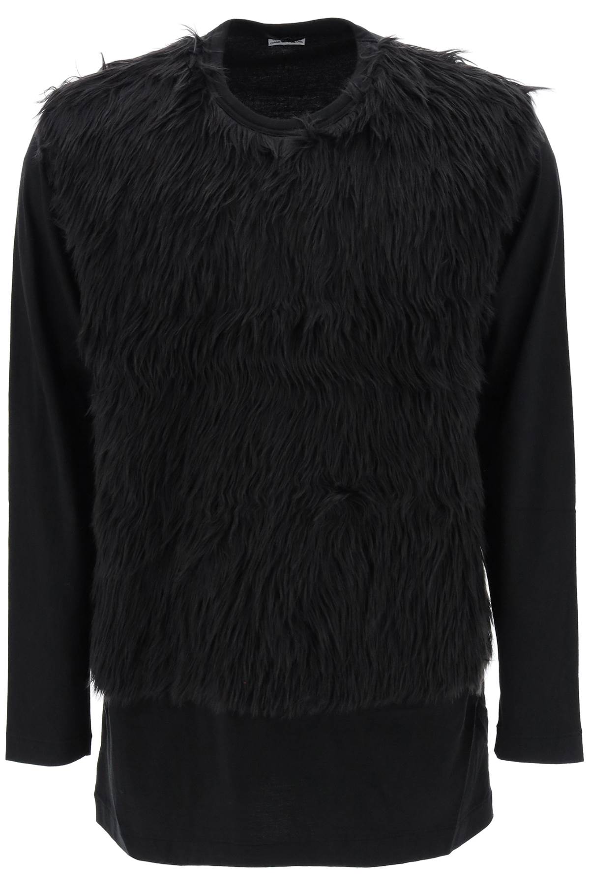 Comme Des Garcons Homme Plus Faux Fur Sleeve T Shirt   Black