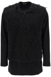 Comme Des Garcons Homme Plus Faux Fur Sleeve T Shirt   Black