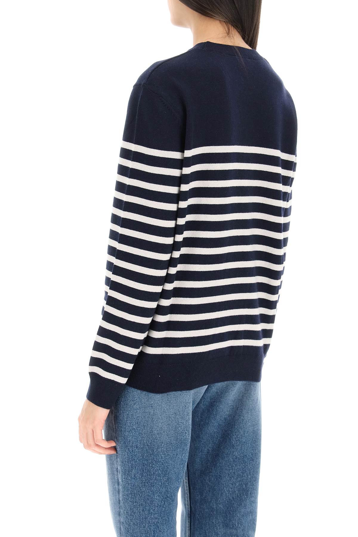 A.P.C. 'Phoebe' Striped Cashmere And Cotton Sweater   Blue