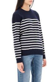 A.P.C. 'Phoebe' Striped Cashmere And Cotton Sweater   Blue