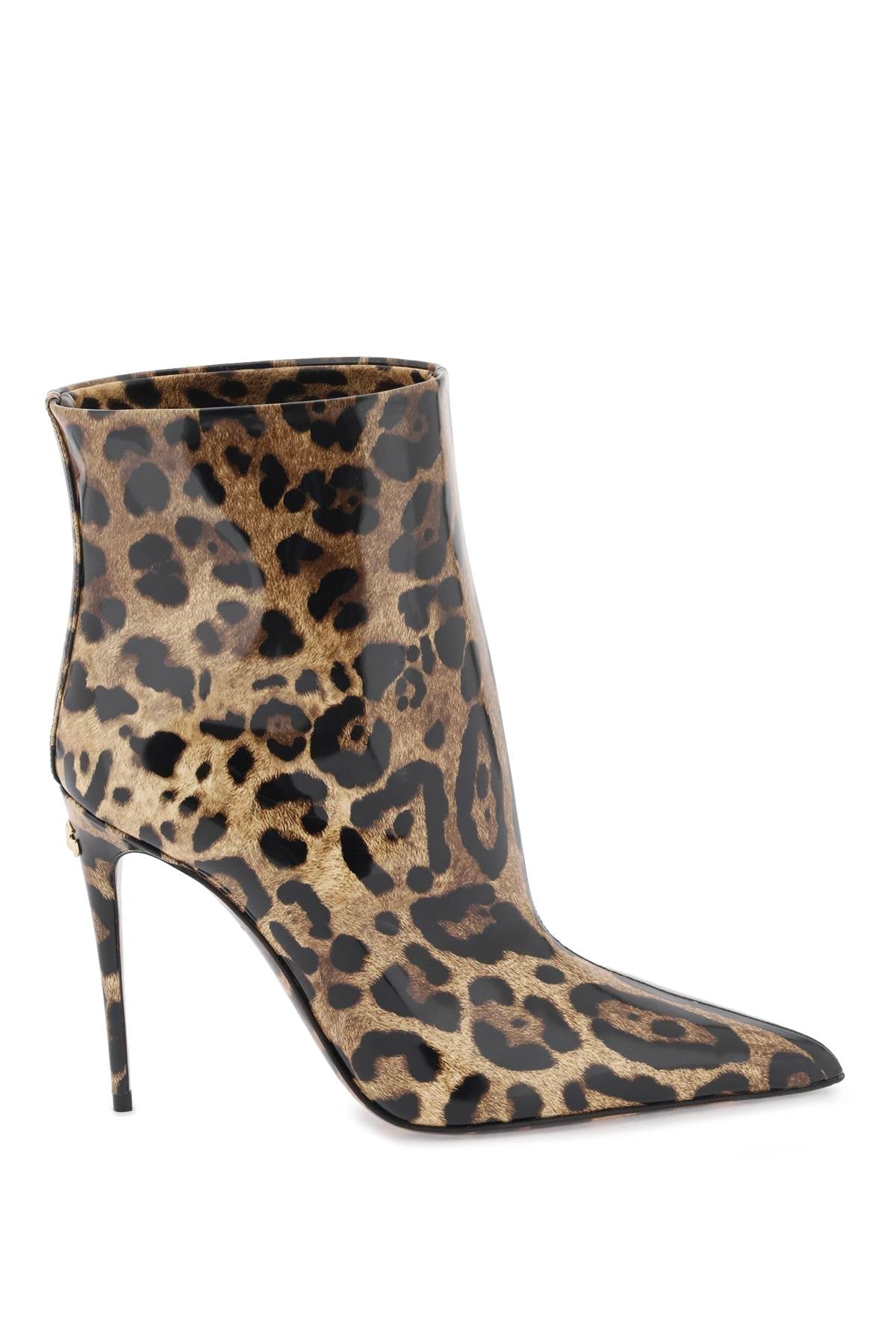 Dolce & Gabbana Glossy Leather Ankle Boots   Brown