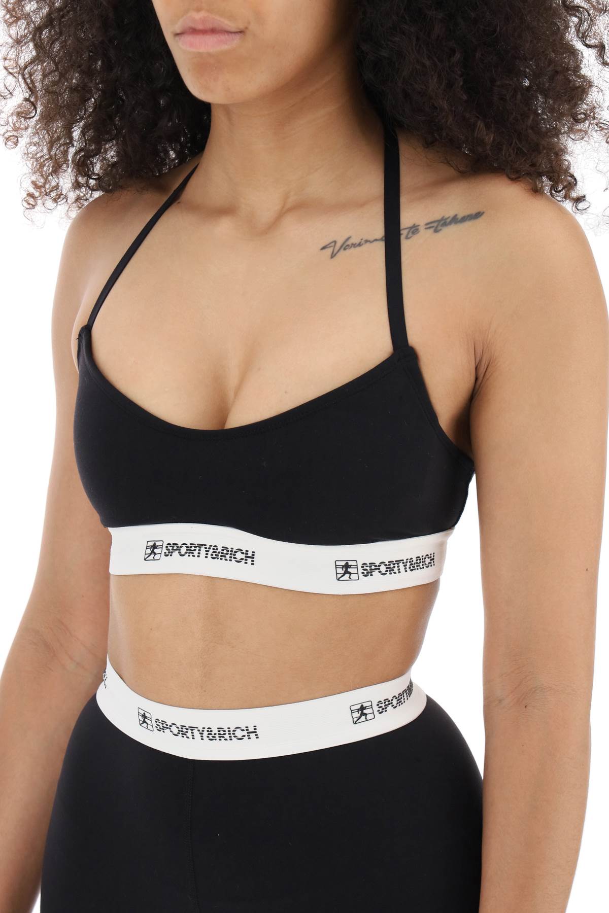 Sporty Rich Sports Bra With Logo Band   Black