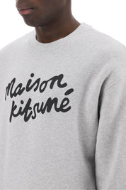 Maison Kitsune Crewneck Sweatshirt With Logo   Grey