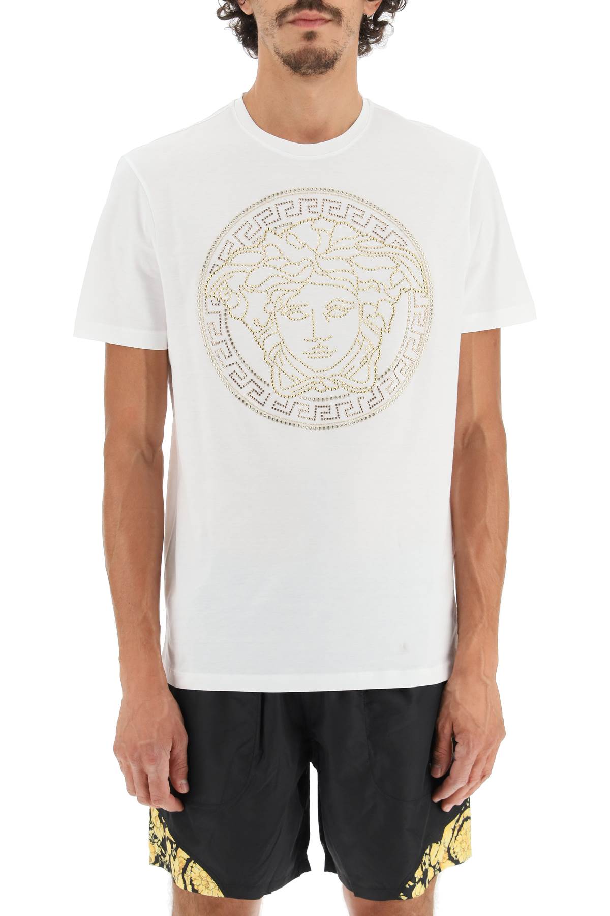 Versace Medusa Studded Taylor Fit T Shirt   White