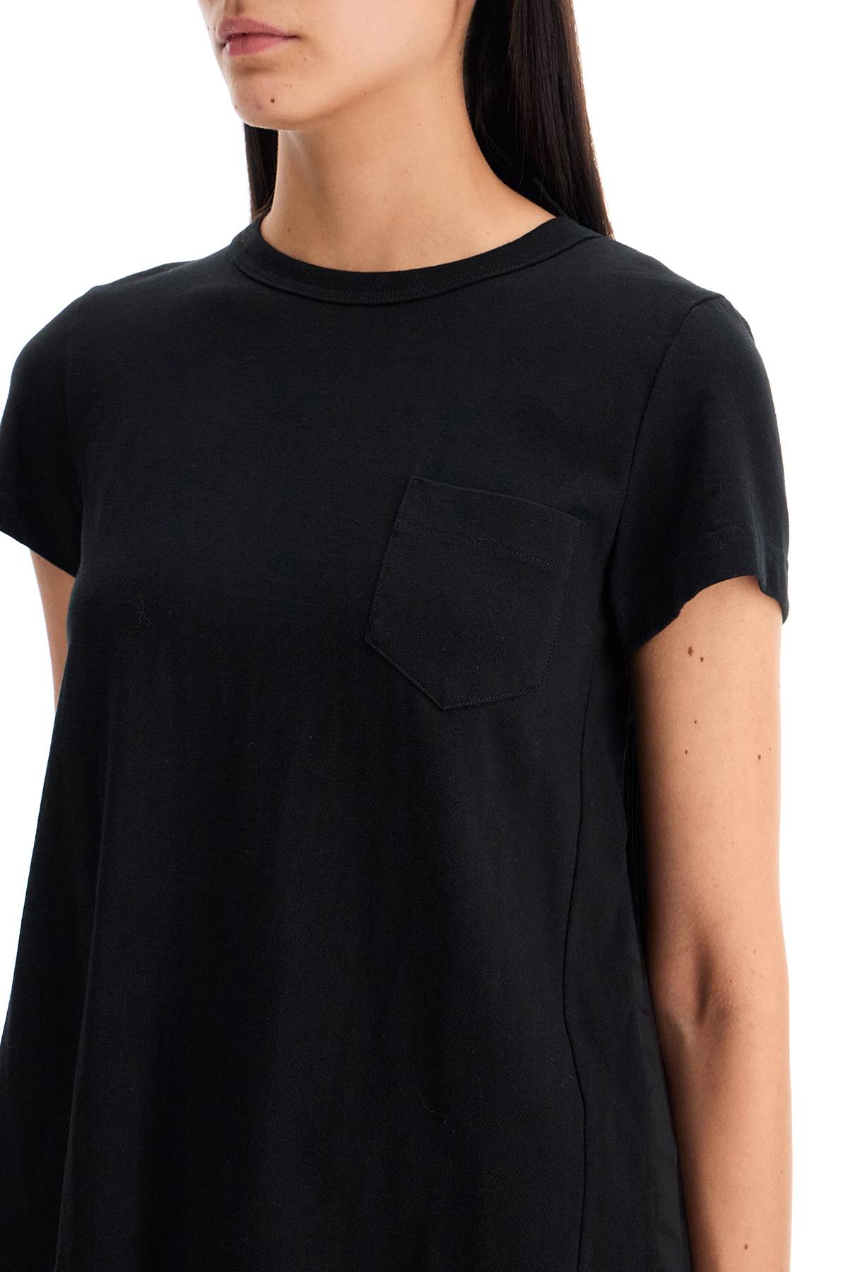 Sacai Pleated Back T Shirt   Black