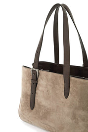 Brunello Cucinelli Suede Shoulder Bag With Seven   Neutral