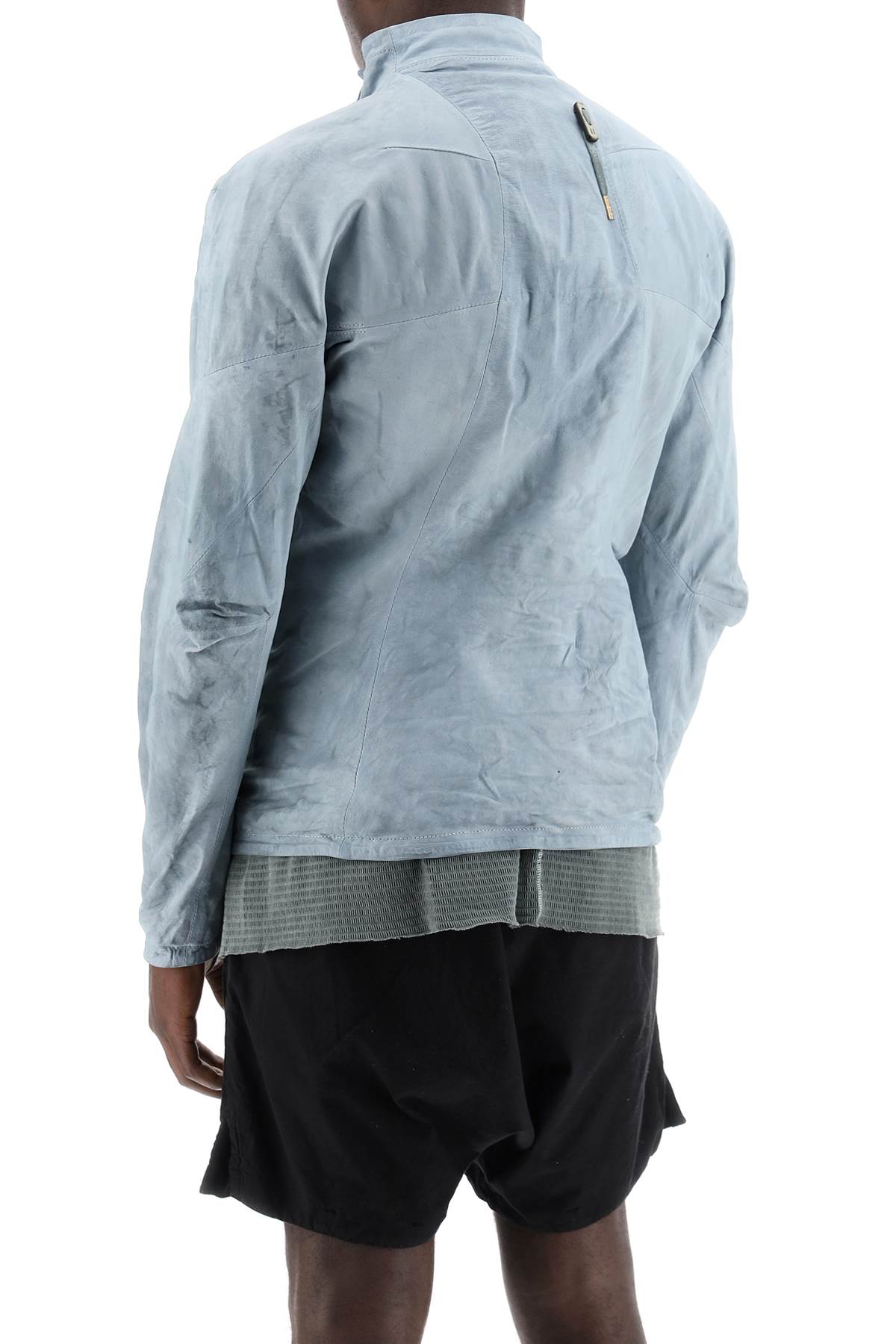 Boris Bidjan Saberi Leather Jacket With Two Zippers   Light Blue