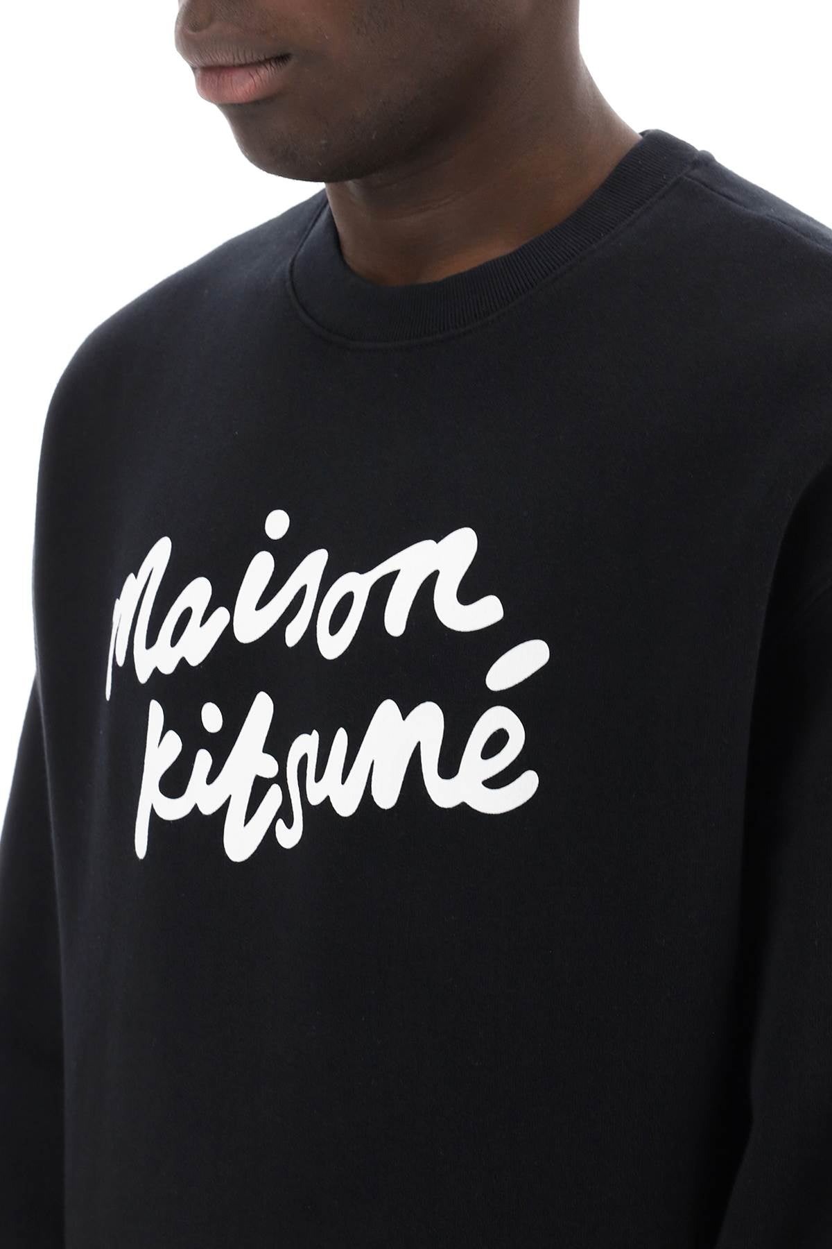 Maison Kitsune Crewneck Sweatshirt With Logo   Black