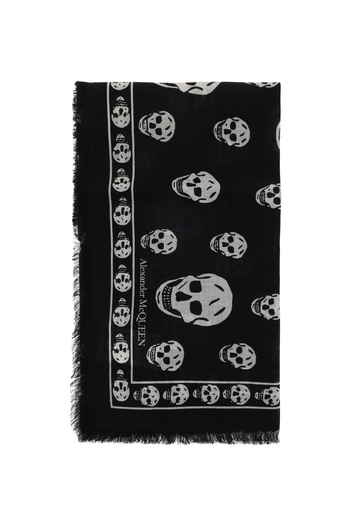 Alexander Mcqueen Light Wool Skull Scarf   Black