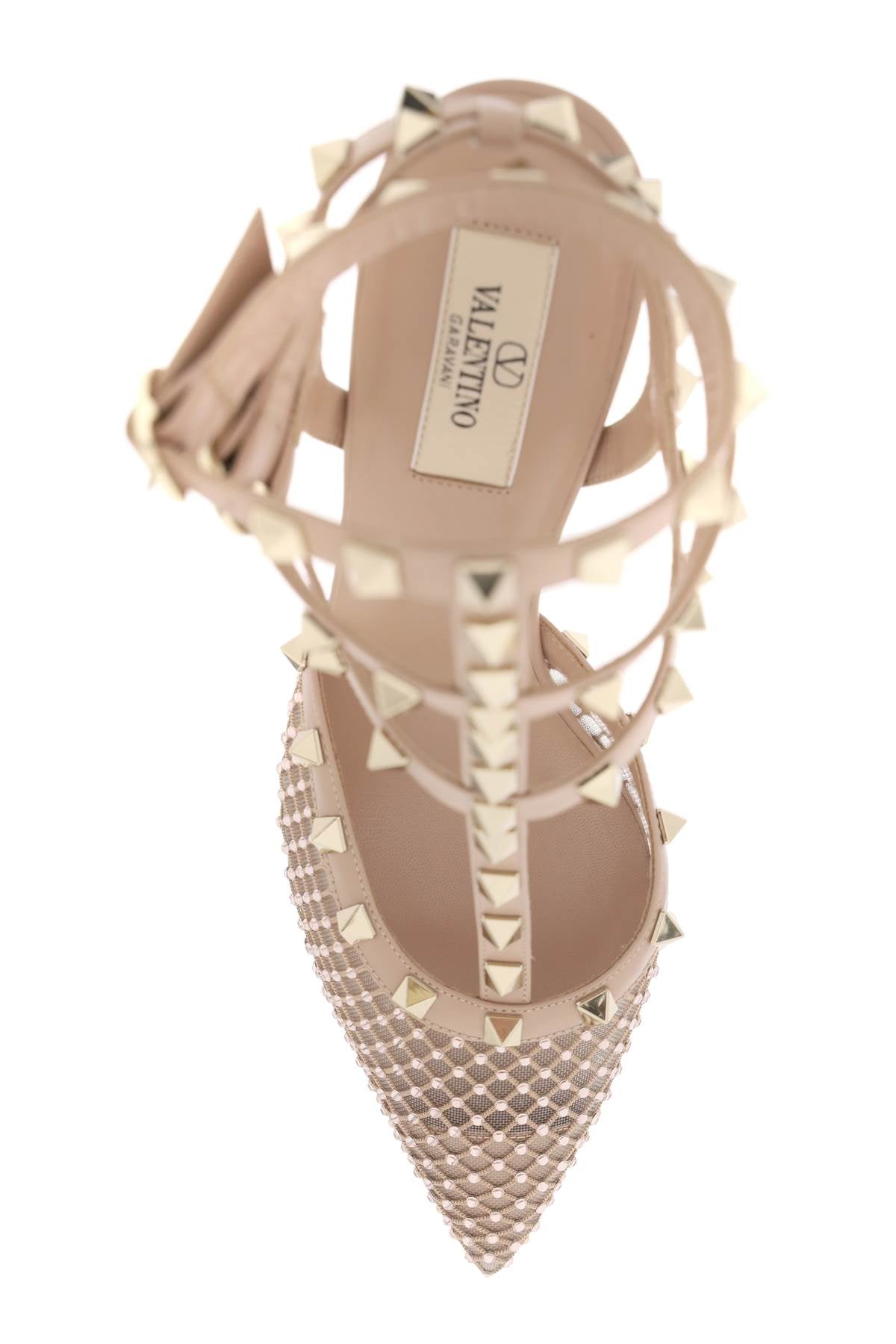 Valentino Garavani Mesh Rockstud Pumps With Crystals   Neutral