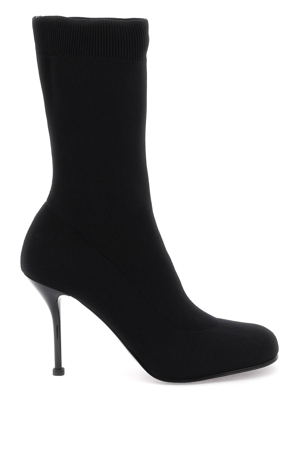 Alexander Mcqueen Knitted Ankle Boots   Black