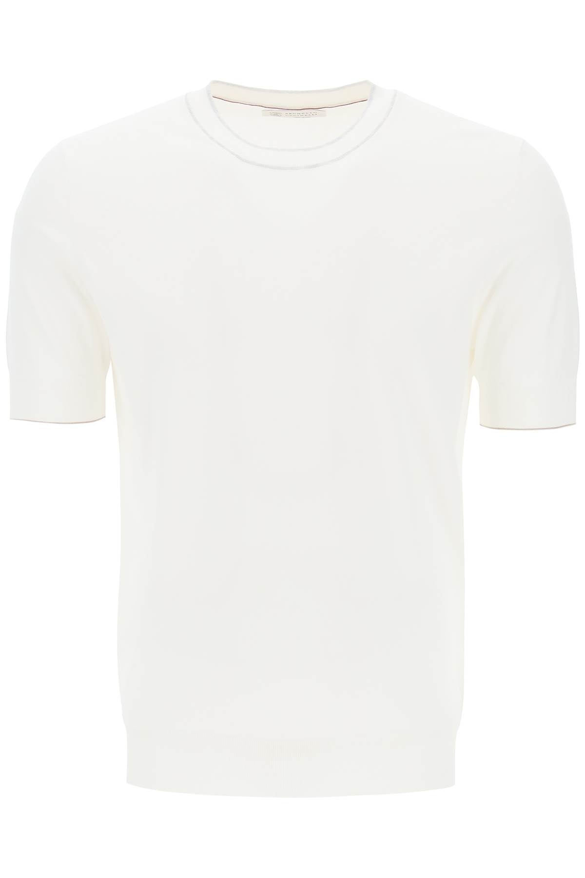 Brunello Cucinelli Cotton Yarn T Shirt For Men   White