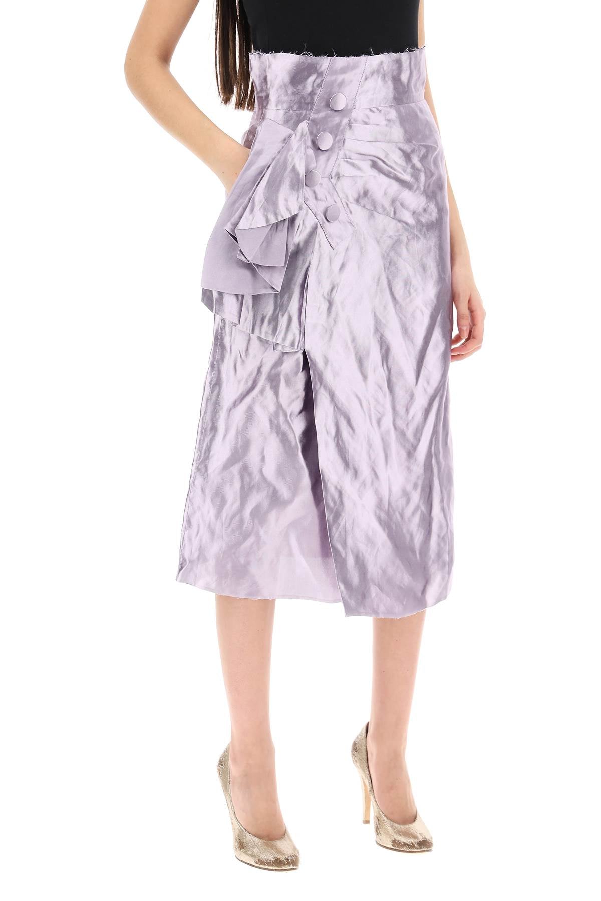 Maison Margiela Replace With Double Quotemetallic Satin Midi Wrap Skirt With