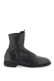 Guidi Front Zip Leather Ankle Boots   Black