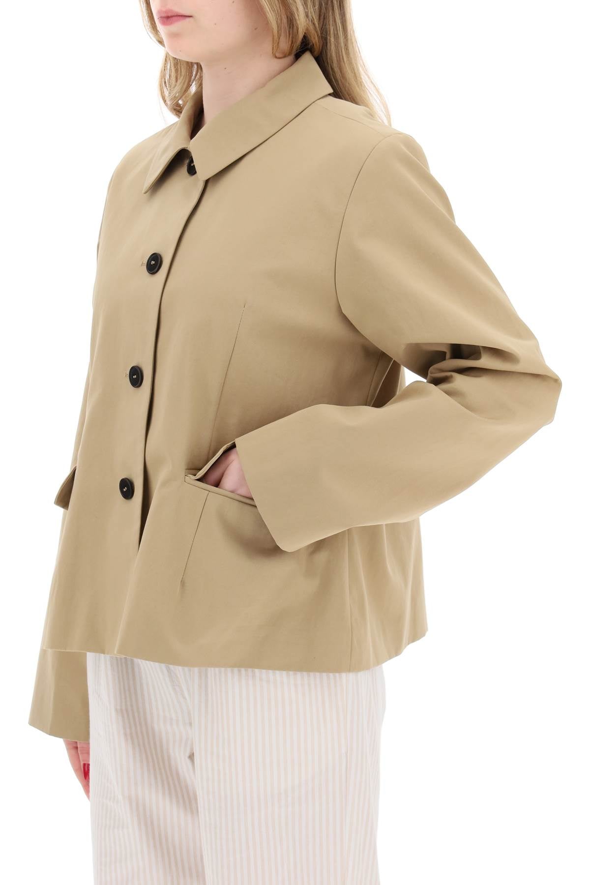 Skall Studio Short Cotton Waterproof Jacket Named Petra In Italian   Beige