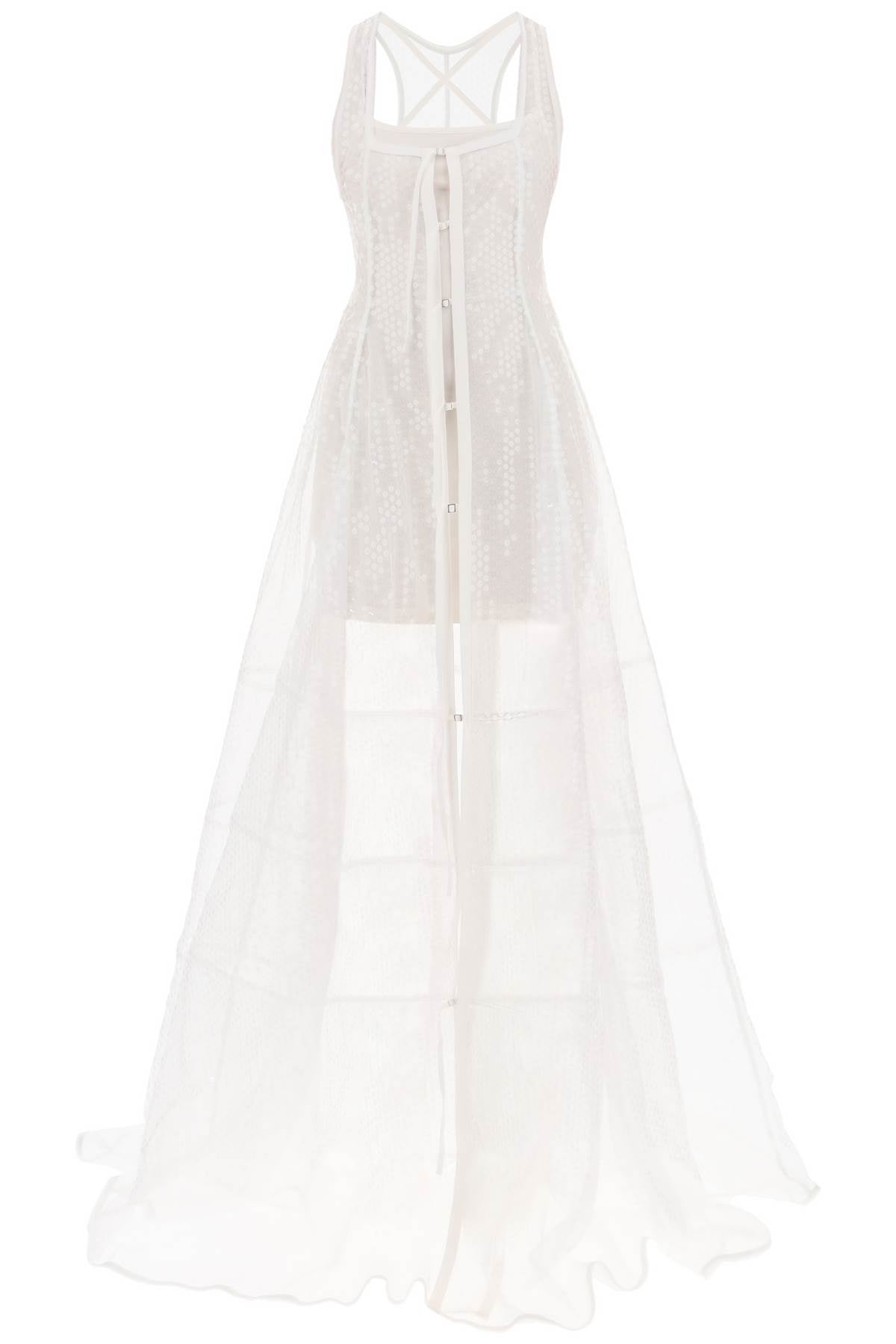 Jacquemus La Robe Dentelle Maxi Sequined Dress   White