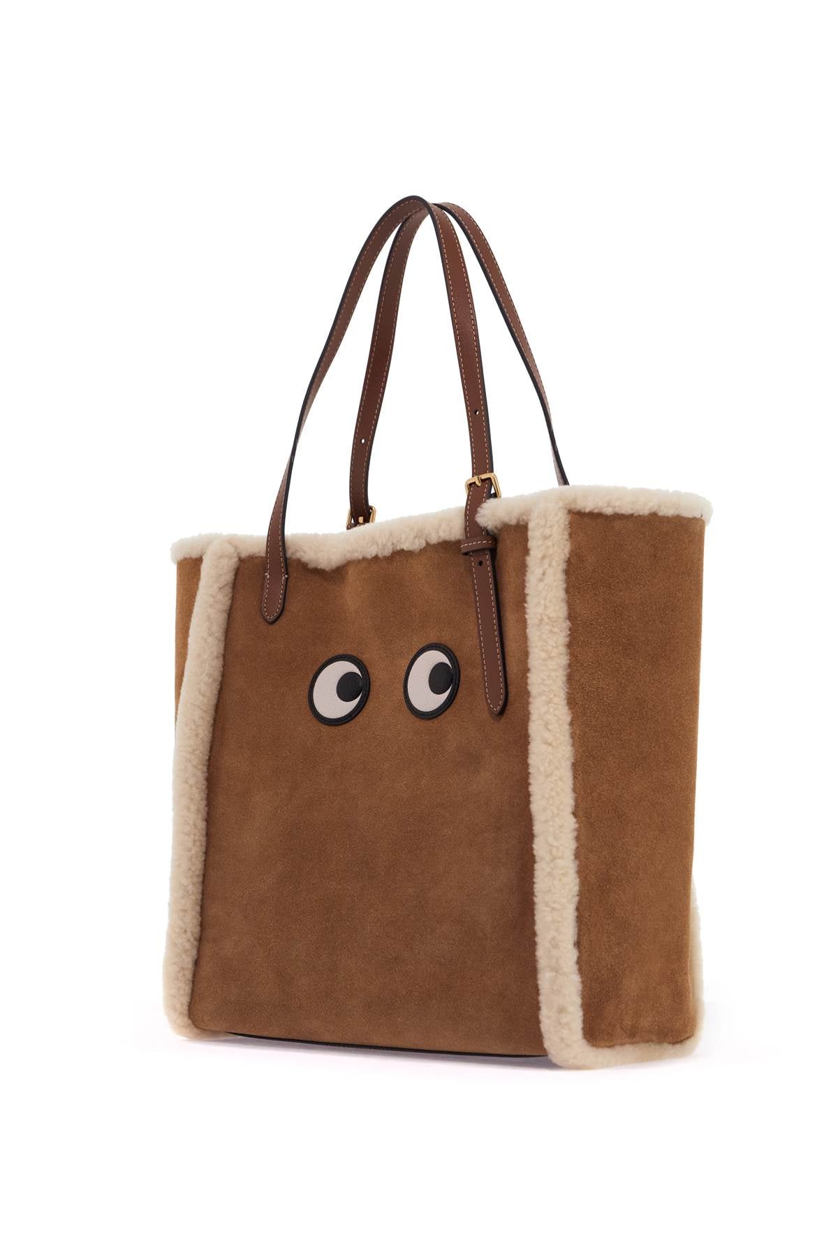 Anya Hindmarch Tote Bag With Shearling Eyes   Brown