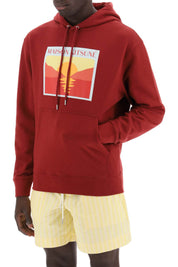 Maison Kitsune Hooded Sweatshirt With Graphic Print   Red