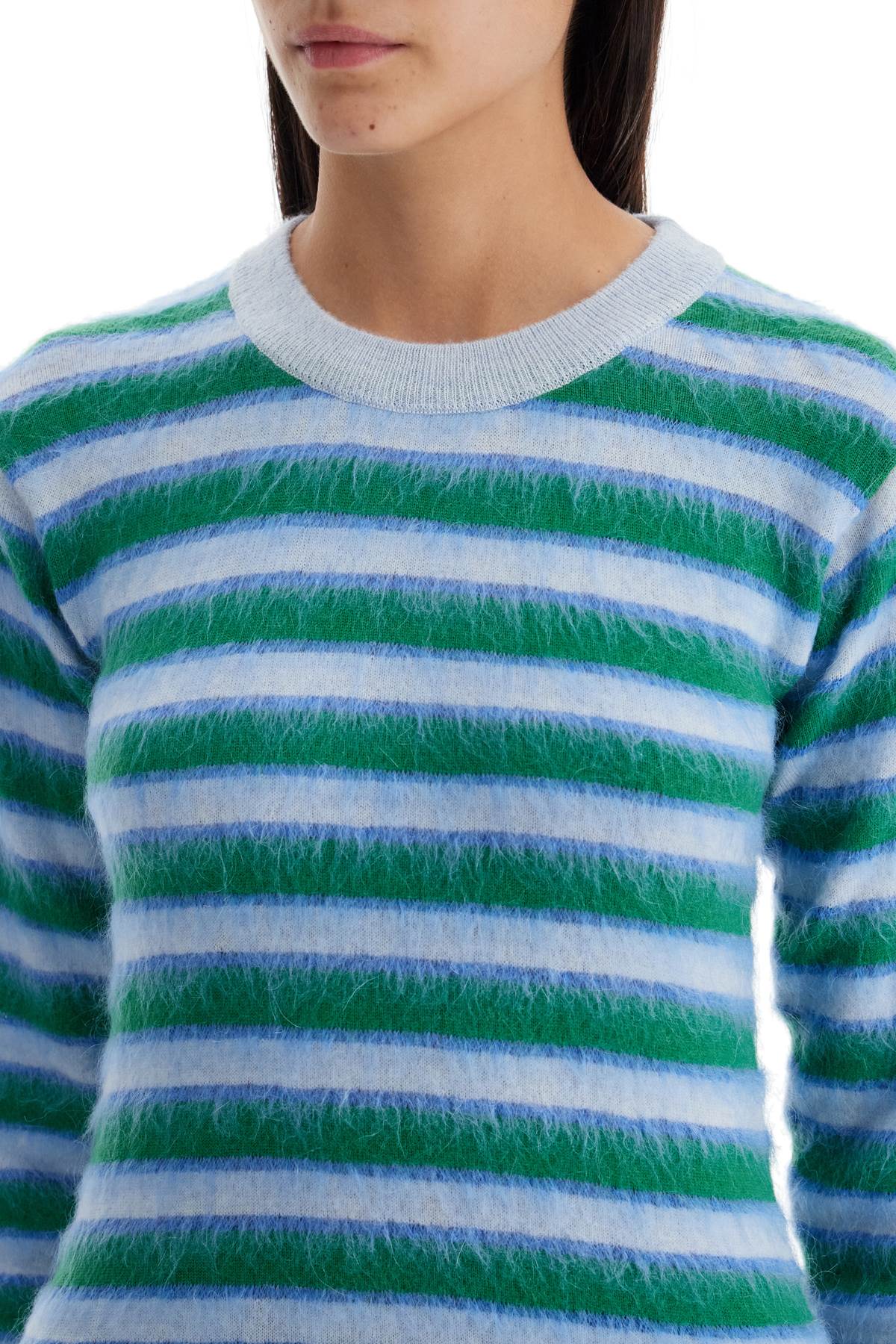 Marni Striped Crewneck Pullover   Light Blue